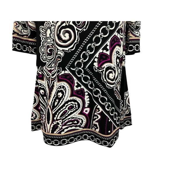 WHBM Black Paisley Print 3/4-Sleeve Flounce Jersey Dress Size M Shift Dress - Picture 4 of 7